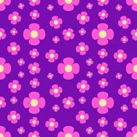 abstract pink flower seamless pattern on purple  background vector