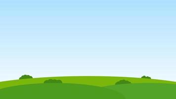 green field and blue sky landscape scene vector