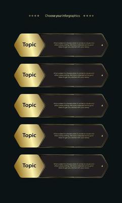 Group of FIVE Premum button, symbol, icon, multipurpose Infographic Vector, illustration design on a dark background