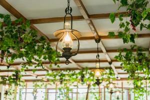 vintage bras chandelier from glass, and metal on the ceiling, bottom view photo