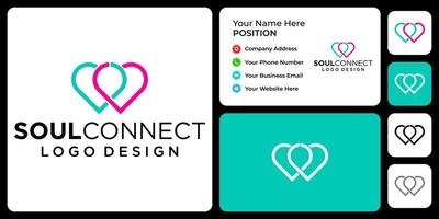 Soul connection logo design with business card template. vector