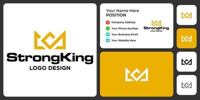 Letter S monogram king logo design with business card template. vector