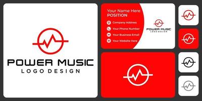 diseño de logotipo de música de audio con plantilla de tarjeta de visita.