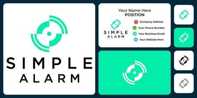 Simple alarm logo design with business card template. vector