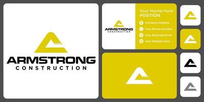 Letter C monogram mining logo design with business card template. vector