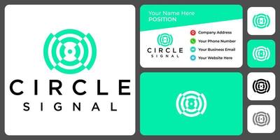 Letter C monogram signal logo design with business card template. vector