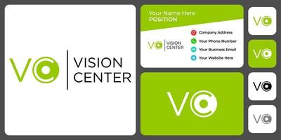 Letter V C monogram vision logo design with business card template. vector