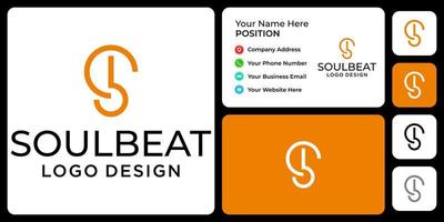 Letter S B monogram tech logo design with business card template. vector