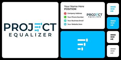 Letter E monogram equalizer logo design with business card template. vector