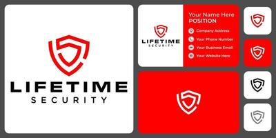 Letter L S monogram security logo design with business card template.