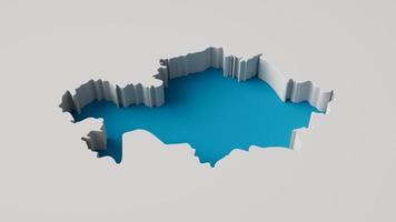 ilustración 3d del mapa de la república de kazajstán mapa de extrusión interior 3d profundidad del mar con sombra interior. foto