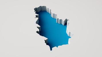 3d illustration of Serbia Map 3d inner extrude map Sea Depth with inner shadow. photo