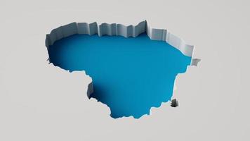 Country shape of Lithuania 3d illustration Map 3d inner extrude map Sea Depth with inner shadow. For web and print photo