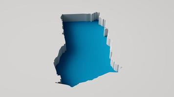 Country shape of Ghana 3d illustration Map 3d inner extrude map Sea Depth with inner shadow. photo