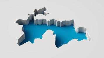 Country shape of Tajikistan 3d illustration Map 3d inner extrude map Sea Depth with inner shadow. For web and print photo