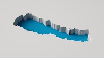 Nepal Map's 3d illustration 3d inner extrude map Sea Depth with inner shadow. isolated on gray background photo