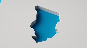 Republic of Chad Map's 3d illustration 3d inner extrude map Sea Depth with inner shadow. photo