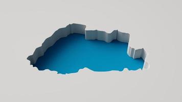 Ilustración 3d del mapa de Bután Mapa de extrusión interior 3d profundidad del mar con sombra interior. foto