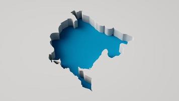 3d illustration of Montenegro Map 3d inner extrude map Sea Depth with inner shadow. photo