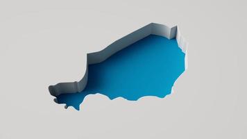 3d illustration of Niger Map 3d inner extrude map Sea Depth with inner shadow. photo