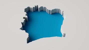 Ivory Coast Map's 3d illustration 3d inner extrude map Sea Depth with inner shadow. photo