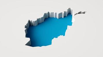 3d illustration of Afghanistan Map 3d inner extrude map Sea Depth with inner shadow. photo