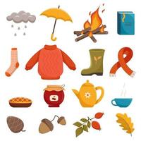 vector set of autumn attributes and elements