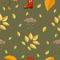 seamless vector autumn pattern in green