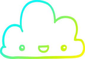 cold gradient line drawing cartoon tiny happy cloud vector