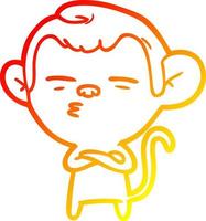 warm gradient line drawing cartoon suspicious monkey vector