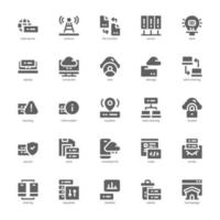 paquete de iconos de alojamiento web para su sitio web, móvil, presentación y diseño de logotipo. diseño de glifo de icono de alojamiento web. ilustración de gráficos vectoriales y trazo editable.