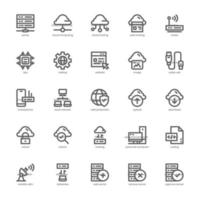 paquete de iconos de alojamiento web para su sitio web, móvil, presentación y diseño de logotipo. diseño de esquema de icono de alojamiento web. ilustración de gráficos vectoriales y trazo editable. vector