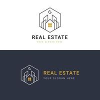 plantilla de logotipo inmobiliario, logotipo perfecto para empresas relacionadas con la industria inmobiliaria. ilustración vectorial de bienes raíces. vector