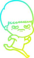 cold gradient line drawing cartoon angry boy vector