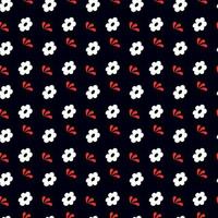 Horizontal pattern with white flowers dark background vector
