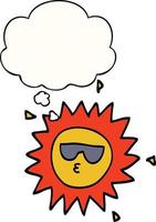 cartoon sun and thought bubble vector