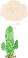 cartoon cactus and thought bubble in retro textured style vector