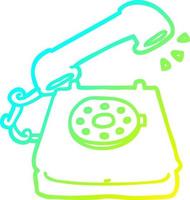 cold gradient line drawing cartoon old telephone vector