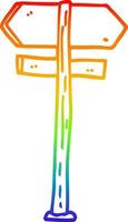 rainbow gradient line drawing cartoon painted direction sign posts vector