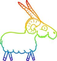 rainbow gradient line drawing cartoon goat vector