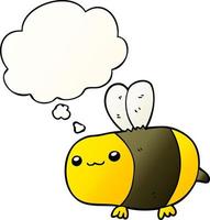 cartoon bee and thought bubble in smooth gradient style vector