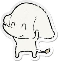 pegatina angustiada de un lindo elefante de dibujos animados vector