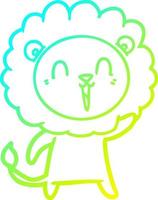 cold gradient line drawing laughing lion cartoon vector
