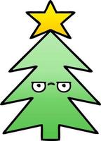 gradient shaded cartoon christmas tree vector