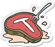 sticker of a cartoon steak vector