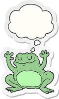 cartoon frog and thought bubble as a printed sticker vector