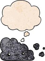 cute cartoon cloud and thought bubble in grunge texture pattern style vector