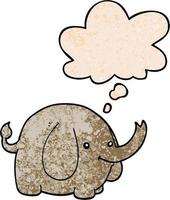 cartoon elephant and thought bubble in grunge texture pattern style vector