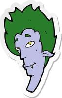 sticker of a cartoon vampire head vector