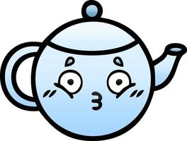 gradient shaded cartoon tea pot vector